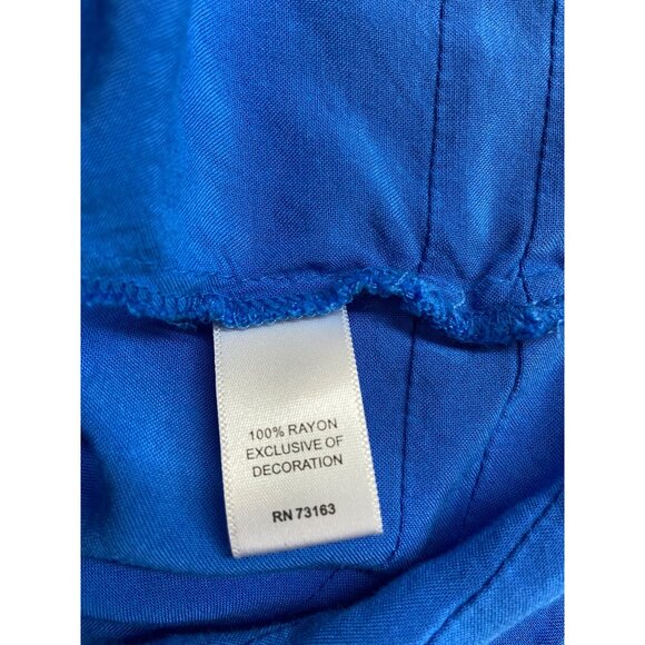 Melissa Paige Tunic Top 3X Blue Rayon Lace Trim Bell Sleeves Boho Lagenlook - Picture 4 of 7